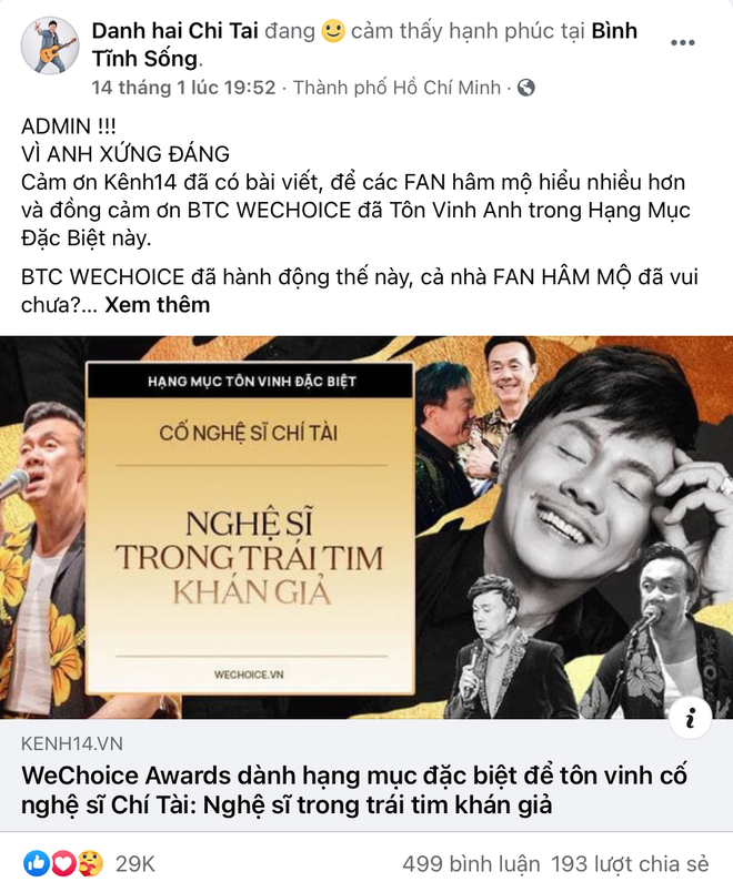 Vbiz rần rần vì WeChoice Awards 2020: Sao Việt đăng đầy newsfeed, fanpage NS Chí Tài chia sẻ đầy xúc động, Binz - Hoà Minzy gấp rút kêu gọi - Ảnh 2.