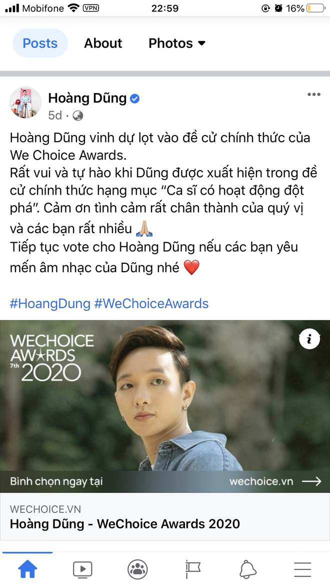 Vbiz rần rần vì WeChoice Awards 2020: Sao Việt đăng đầy newsfeed, fanpage NS Chí Tài chia sẻ đầy xúc động, Binz - Hoà Minzy gấp rút kêu gọi - Ảnh 10.