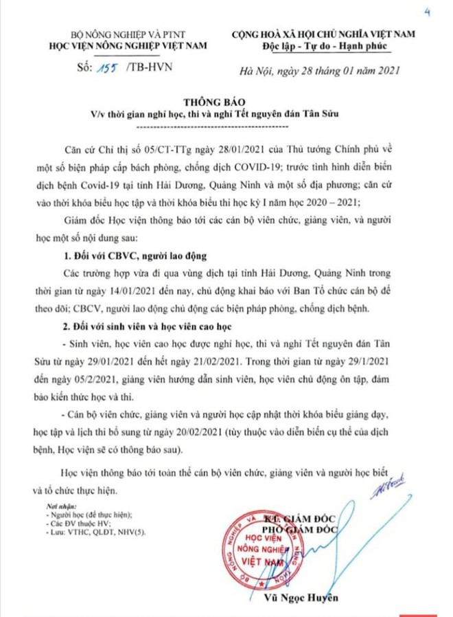 Cập nhật: Hàng loạt trường ĐH gửi thông báo khẩn cho sinh viên hoãn thi, nghỉ Tết sớm - Ảnh 6.