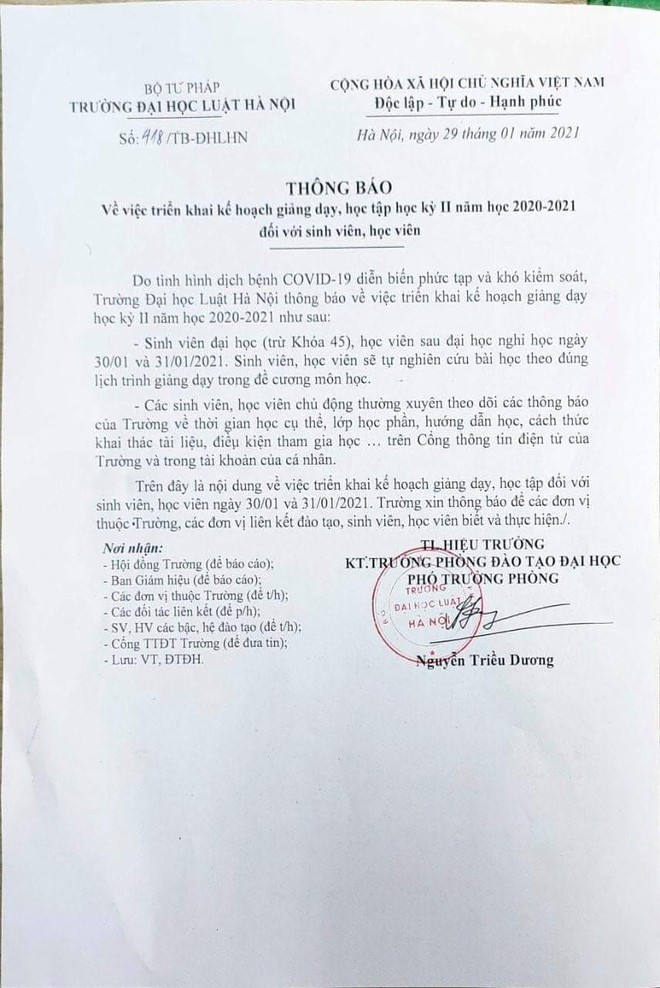 Cập nhật: Hàng loạt trường ĐH gửi thông báo khẩn cho sinh viên hoãn thi, nghỉ Tết sớm - Ảnh 1.