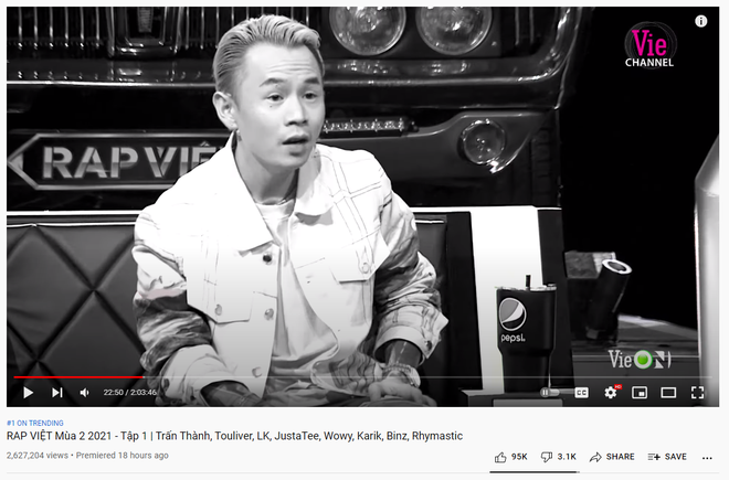 Lên sóng YouTube muộn 1 ngày, Rap Việt vẫn lên top 1 trending dễ dàng, tổng lượt xem tập 1 đạt con số vô cùng ấn tượng - Ảnh 1.