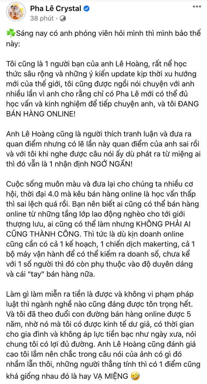 1 sao nữ Vbiz phản bác phát ngôn con gái bán hàng online học vấn thấp của Lê Hoàng: Ngớ ngẩn! - Ảnh 3.