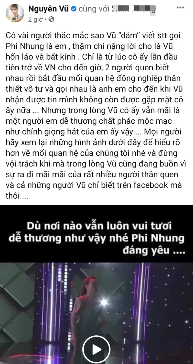 Nguyên Vũ bị mắng hỗn láo, bất kính với cố ca sĩ Phi Nhung vì kém 5 tuổi mà xưng anh - em, chính chủ nói gì? - Ảnh 2.