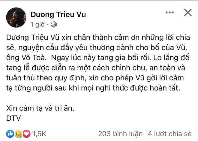 Dương Triệu Vũ đại diện thông báo tang sự cho cha, con trai ruột NS Hoài Linh có động thái khi hay tin ông nội qua đời - Ảnh 3.