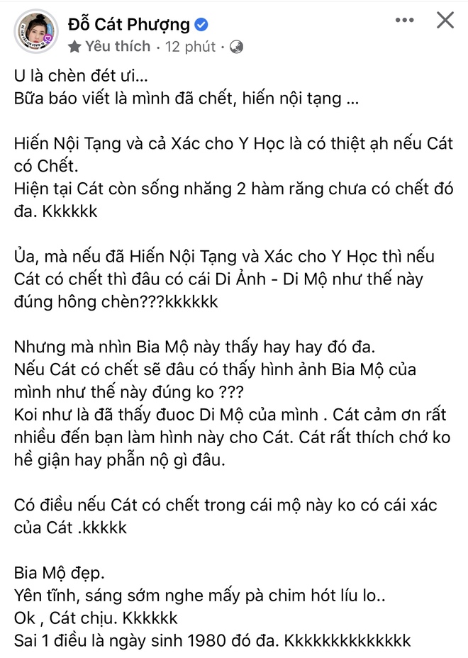 Bị netizen cắt ghép hình ảnh phản cảm trên bia mộ, phản ứng của Cát Phượng thế nào? - Ảnh 2.