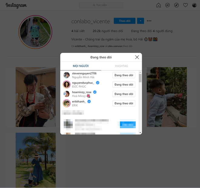 Instagram con trai Hoà Minzy chỉ follow 4 người, có cả Erik và Đức Phúc nhưng nhân vật đặc biệt này thì lại bị quên lãng - Ảnh 3.