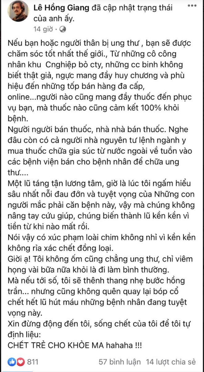 NS Giang Còi đăng đàn chỉ trích căng đét chuyện bệnh nhân ung thư bị lừa: Táng tận lương tâm - Ảnh 2.