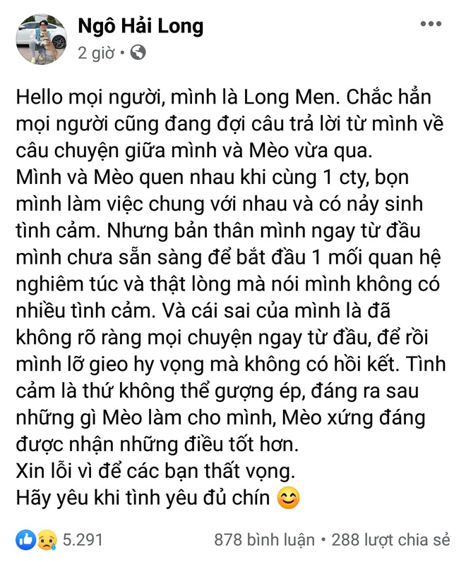 Bạn trai cũ của Mèo Sao Hỏa viết tâm thư giãi bày, dân mạng chê văn vở quá đà! - Ảnh 1.