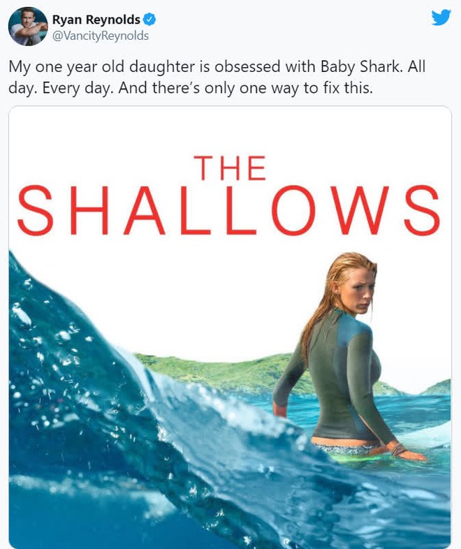 Để con gái đỡ nghiện Baby Shark, Deadpool Ryan Reynolds cho bé xem luôn phim cá mập ăn thịt người do... mẹ ruột đóng - Ảnh 2.