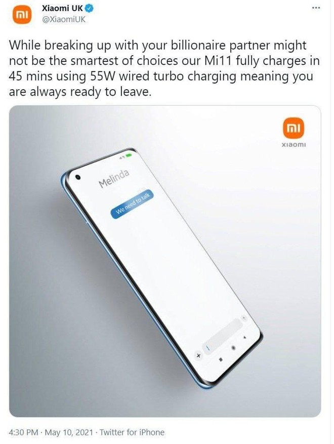 Không chỉ kém duyên khi dùng chuyện ly hôn của tỉ phú Bill Gates để quảng cáo, Xiaomi còn có pha tự huỷ khá hài hước! - Ảnh 1.