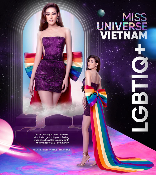 Khánh Vân mặc bộ đầm lục sắc ủng hộ cộng đồng LGBT nhưng đành phải thay ra vì 1 lý do! - Ảnh 1.