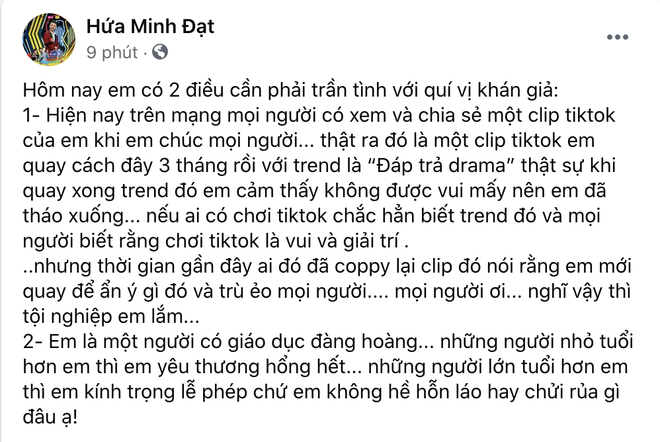 Hứa Minh Đạt chính thức lên tiếng sau khi bị ném đá vì clip kém duyên: Nghĩ vậy thì tội nghiệp em lắm. Em có giáo dục đàng hoàng - Ảnh 2.