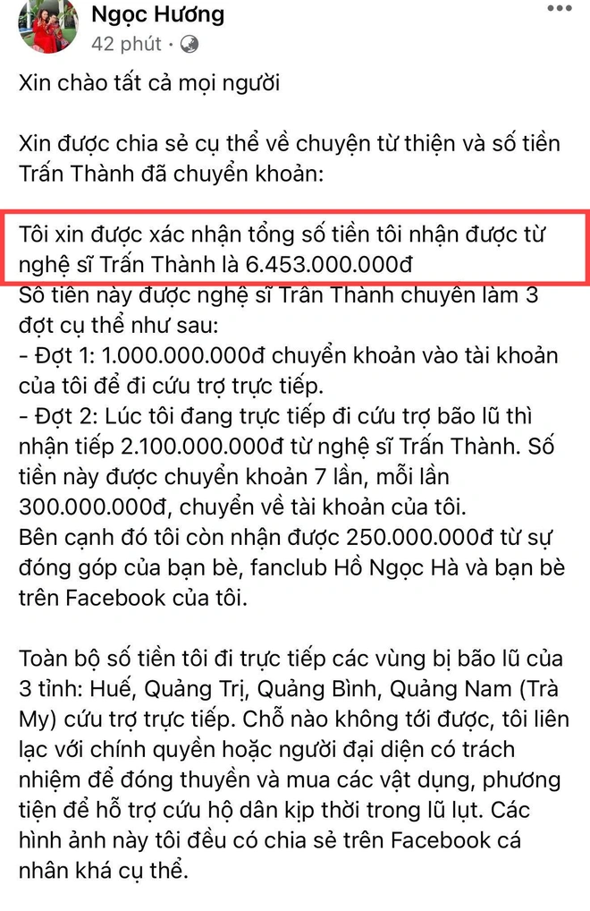 Mẹ Hà Hồ cuối cùng đã nói rõ về chuyện Trấn Thành chuyển 6,45 tỷ tiền cứu trợ miền Trung kèm hình ảnh, thông tin minh bạch - Ảnh 2.