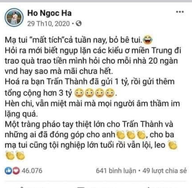 Hoá ra Hà Hồ từng vô tình hé lộ chuyện Trấn Thành gửi tiền cho mẹ nữ ca sĩ thay vì Thủy Tiên, đến nay sự việc mới rõ ràng? - Ảnh 2.