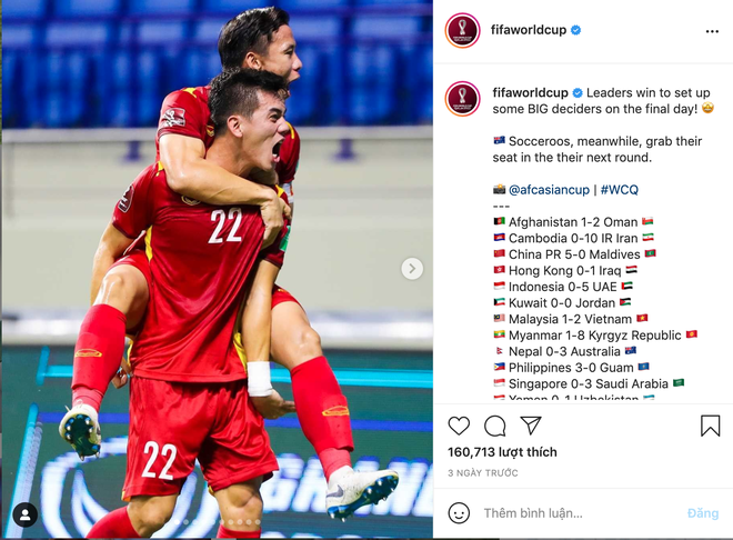 Instagram chính thức của FIFA đăng ảnh khoảnh khắc ăn mừng của đội tuyển Việt Nam, cộng đồng mạng Việt rần rần tự hào! - Ảnh 3.