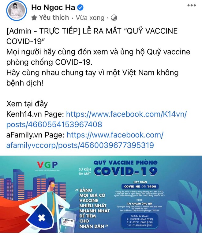 Cả showbiz và dàn KOLs Việt hướng về buổi ra mắt Quỹ vaccine phòng Covid-19, chuyển khoản nóng đóng góp hàng trăm triệu đồng - Ảnh 10.