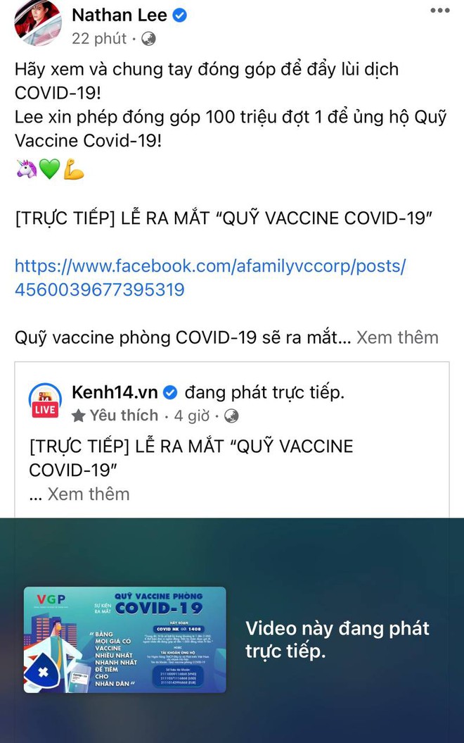 Cả showbiz và dàn KOLs Việt hướng về buổi ra mắt Quỹ vaccine phòng Covid-19, chuyển khoản nóng đóng góp hàng trăm triệu đồng - Ảnh 5.