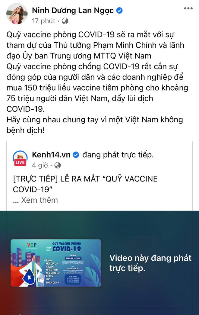 Cả showbiz và dàn KOLs Việt hướng về buổi ra mắt Quỹ vaccine phòng Covid-19, chuyển khoản nóng đóng góp hàng trăm triệu đồng - Ảnh 4.