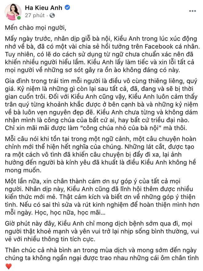 Hà Kiều Anh chính thức lên tiếng và xin lỗi khán giả về ồn ào Công chúa triều Nguyễn - Ảnh 2.