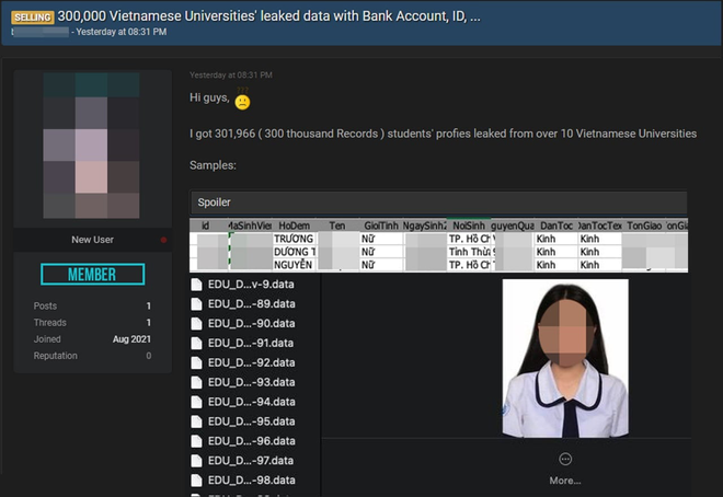 Nghi vấn hơn 300.000 hồ sơ sinh viên của nhiều trường đại học tại Việt Nam bị rao bán trên các diễn đàn MXH - Ảnh 2.