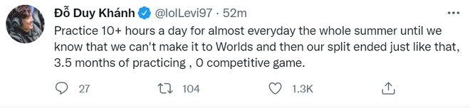 VCS lỡ hẹn với CKTG 2021, Levi đăng bài ngậm ngùi: Tập luyện hơn 10 tiếng một ngày để rồi... kết thúc như vậy đấy? - Ảnh 2.