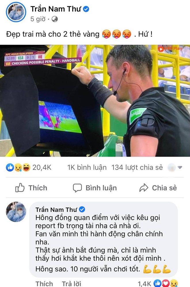 Sao Vbiz bức xúc sau trận Việt Nam gặp Saudi Arabia, MC Thành Trung phải xoá status cổ xuý netizen tấn công Facebook trọng tài - Ảnh 9.