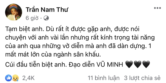 Quốc Trường, Thu Trang cùng dàn sao Việt bàng hoàng tiễn biệt đạo diễn Vũ Minh qua đời ở tuổi 56 - Ảnh 9.