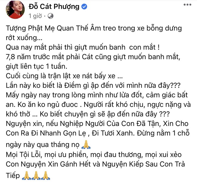 Cát Phượng gây lo lắng khi tiết lộ ngực căng, khó thở, còn nhắc lại vụ tai nạn lật xe khủng khiếp 8 năm trước - Ảnh 2.