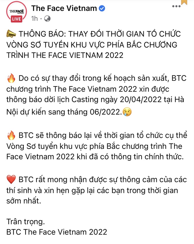 The Face Vietnam lại tiếp tục dời lịch casting miền Bắc, fan kêu trời vì quá ngao ngán rồi! - Ảnh 2.