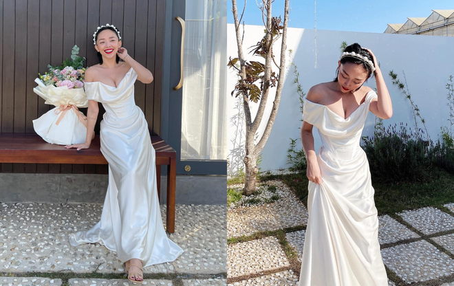Váy cưới của Ngô Thanh Vân: 1 chiếc đụng Son Ye Jin, 1 chiếc na ná váy Tóc Tiên lại khoe được lợi thế hình thể - Ảnh 2.