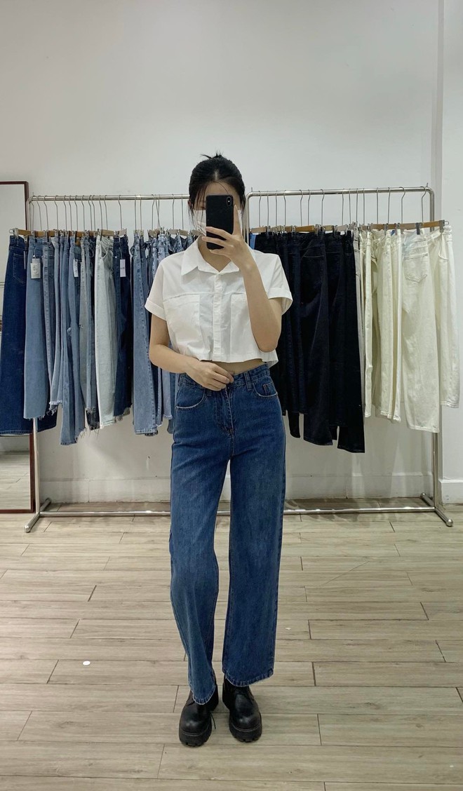 Ghé các shop bán quần jeans ở Hà Nội, mình gom được 10 mẫu đáng mua: Vừa kéo chân lại ăn gian vòng 3 siêu đỉnh - Ảnh 3.
