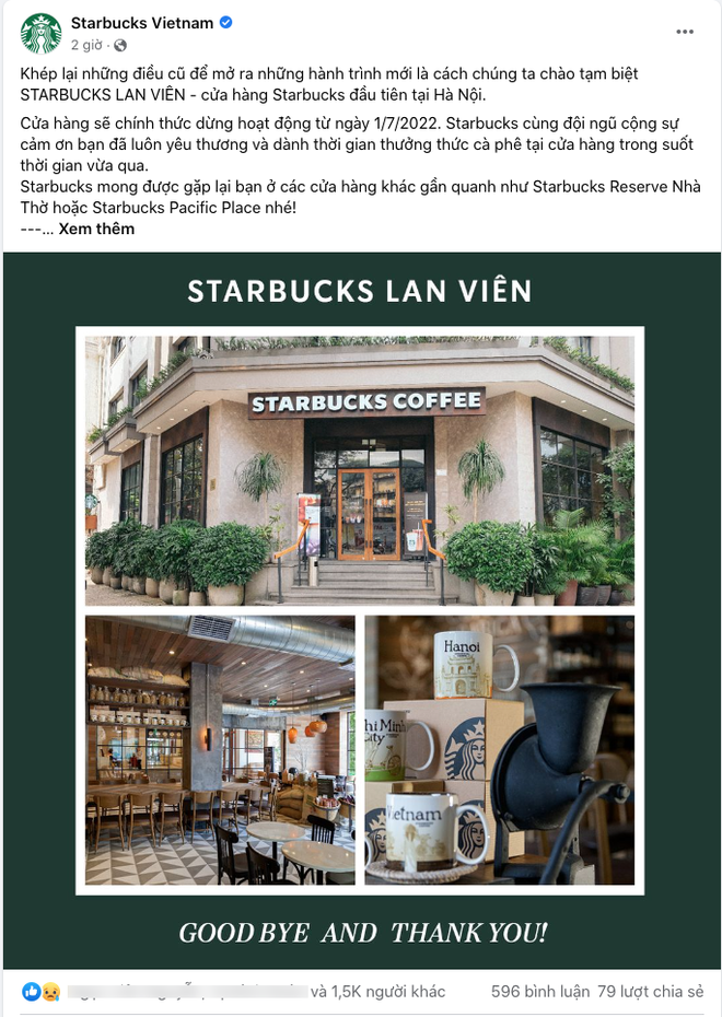 Chi nhánh Starbucks đầu tiên ở Hà Nội bất ngờ thông báo đóng cửa, giới trẻ tiếc nuối khi mất đi một địa điểm check-in huyền thoại - Ảnh 1.