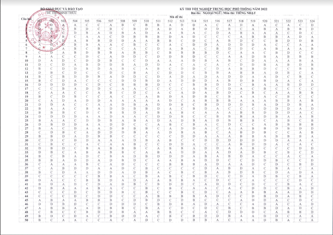 Đáp án CHÍNH THỨC đề thi tốt nghiệp THPT 2022 từ Bộ GD&ĐT (Tất cả các môn trắc nghiệm) - Ảnh 13.