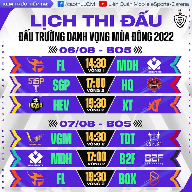 Lịch thi đấu vòng bảng của Đấu Trường Danh Vọng Mùa Đông 2022 - Ảnh 3.