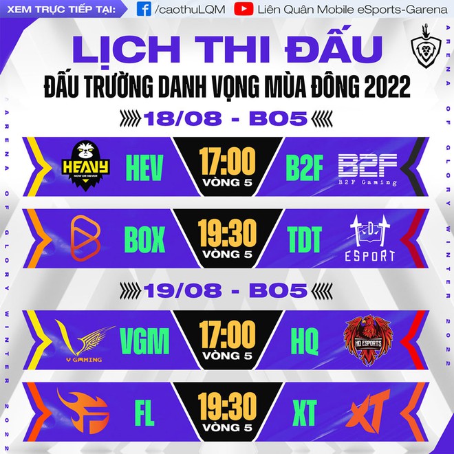 Lịch thi đấu vòng bảng của Đấu Trường Danh Vọng Mùa Đông 2022 - Ảnh 6.